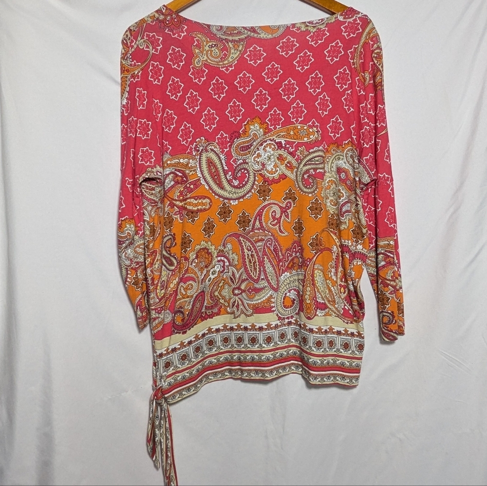 Women's Chico's Paisley Print Women's Top, Spring/Summer Stretchy, 1/2 Sleeves - Picture 2 of 9
